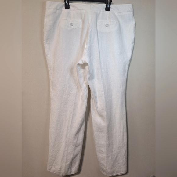 Talbots 20w heritage wide leg pure Irish linen white pants - Picture 4 of 7
